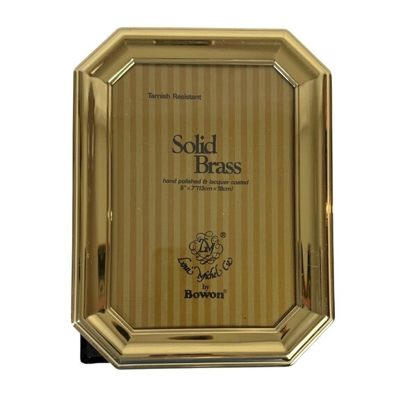 Bowon Solid Brass Picture Frame Octagon Photo Holder Polished Lacquer Coat 5"x7" - Picture 1 of 15